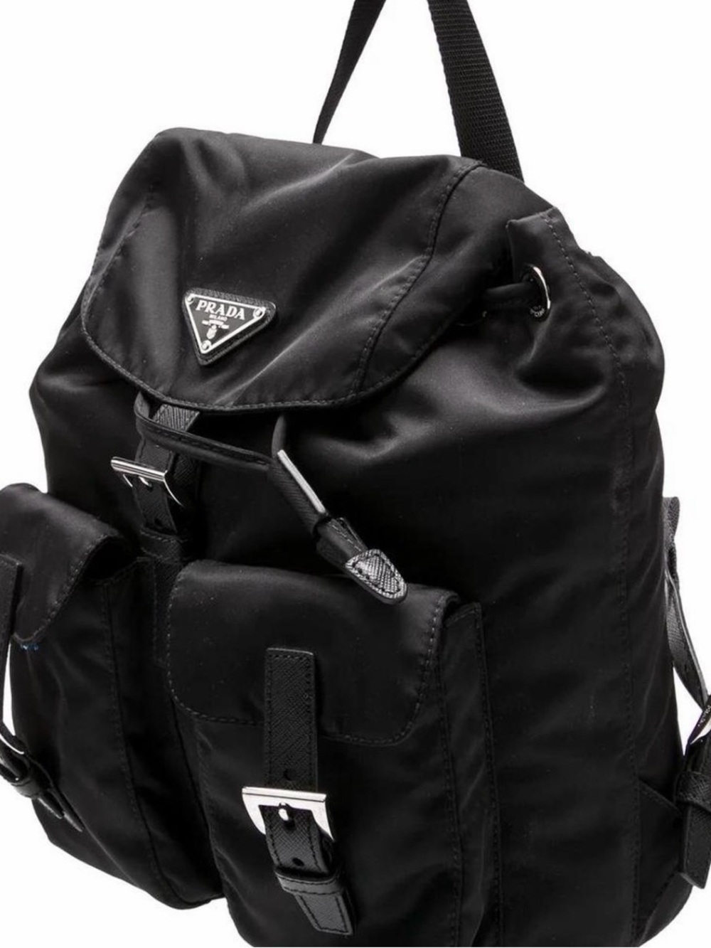 Prada Black Nylon Drawstring and Buckle Backpack for Men - Picture 2 of 6